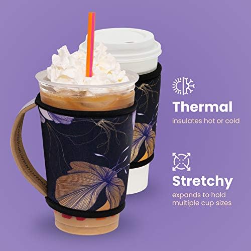 GoCuff Sıcak ve Buzlu Kahve Fincanı Yeniden Kullanılabilir Dipsiz Kollar Soğuk ve Sıcak içecek için Saplı Neopren İzolatör