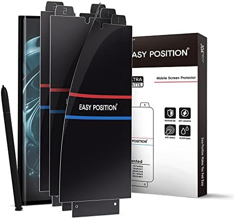 KOLAY KONUM [Patentli Ekran Koruyucu] Samsung Galaxy S22 Ultra için Ekran Koruyucu (3'lü Paket), [Mat] Parlama Önleyici,