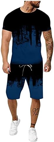 Erkekler için 2 Parça Set, erkek kısa kollu tişört ve şort takımı Spor 2 Parça Eşofman yaz kıyafetleri