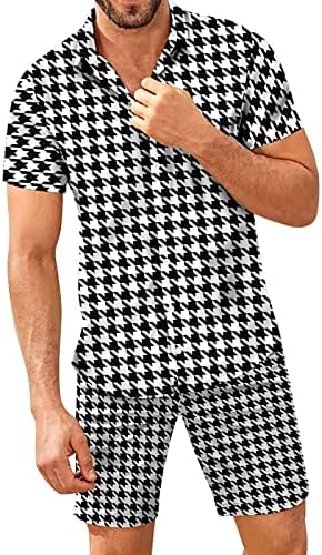 Erkek Takım Elbise Erkek Şort Baskılı Kısa Kollu Set Rahat Rahat Gömlek Plaj Düğmeli Bahar Yaz erkek Takım Elbise