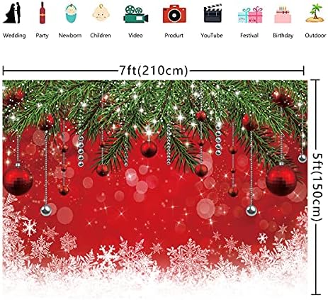 Noel fotoğraf arka fonu Kar Tanesi Noel Ağacı Kırmızı Noel Arka Plan Yeni Yıl Arifesi Aile Partisi Zemin 7x5ft
