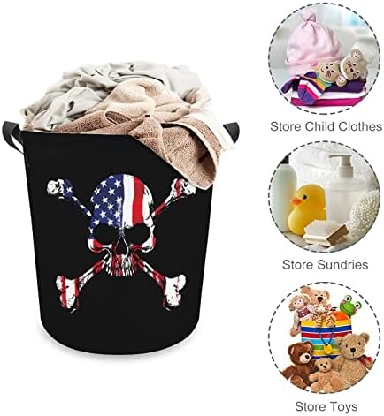 Amerikan Bayrağı Kafatası Katlanabilir çamaşır sepeti çamaşır Sepeti Kolları ile Çamaşır Kutusu Kirli Giysiler Çanta Üniversite