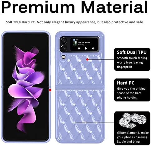 Miimall Uyumlu Samsung Galaxy Z Flip 3 Kılıf Lüks Elmas Glitter Tasarım, Sert PC + Yumuşak TPU Tüm Etrafında Koruyucu Kapak