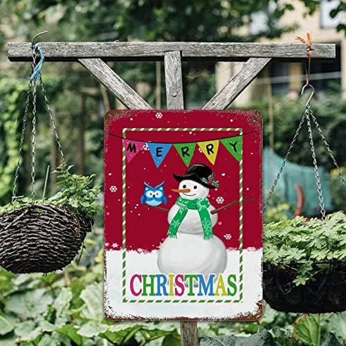 Kış Kardan Adam Kuş Noel Metal İşareti Vintage Tatil İşaretleri Mutlu Afiş Kar Tanesi Demir Poster Boyama hoş geldin yazısı