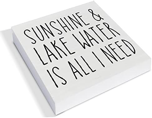Ülke Göl Temalı Ahşap kutu işareti Dekor Masa İşareti Güneş Işığı ve Göl Suyu Tek İhtiyacım Olan Ahşap Kutu Blok İşareti