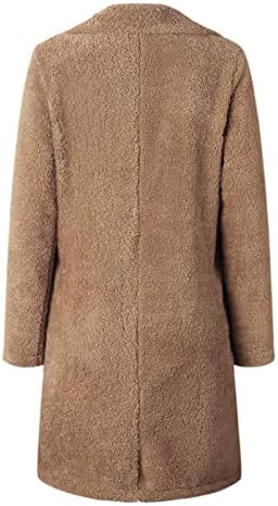 Kadın Bulanık Polar Kış Teddy Mont, Casual Yaka Faux Kürk Sıcak Ceketler Açık Ön Uzun Hırka Dış Giyim
