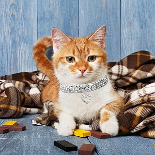 Cobee Bling Kedi köpek tasması, Rhinestone Pet Yaka Kolye Kristal Elmas Elastik Ayarlanabilir Yaka Kolye ile Yavru Kedi için