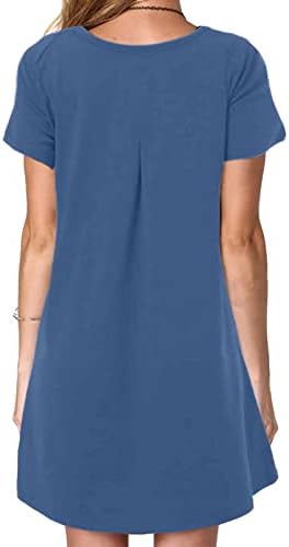 gakvbuo Gömlek Elbise Kadınlar için 2023 Rahat Kısa Kollu Yaz Mini Elbise Crewneck Katı Gevşek Tunik Kısa Elbise Cepler ile