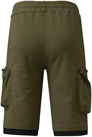MIASHUI Büyük ve Uzun Boylu Kargo Pantolon Erkekler için erkek Rahat Orta Bel Pantolon Kısa Kargo Pantolon Düz Ekleme Cep