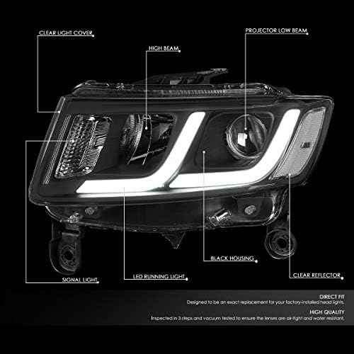 Çift LED DRL L-Bar Projektör Siyah Şeffaf Köşe Farlar+Araç Kiti ile Uyumlu Jeep Grand Cherokee 14-16