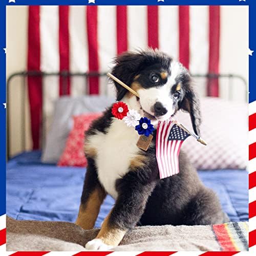 Pai Sence 6 Adet ABD Bayrağı Vatansever köpek tasması Köpek Bowties Köpekler Yaka Çiçekler Eki Küçük Orta Köpek Kediler için
