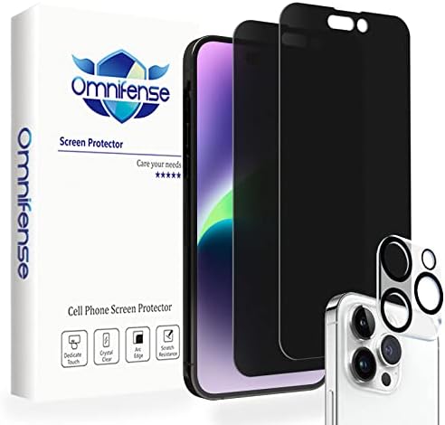 Omnifense Mat Gizlilik Plastik Ekran Koruyucu için iPhone 14 Pro Max (6.7) [2 Paket] + Kamera lens Koruyucu [1 Paket], 2