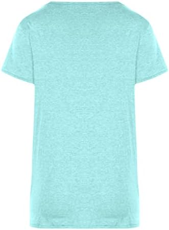 Yaz Üstleri Bayan Moda Kısa Kollu Büküm Düğüm T Shirt Criss Çapraz V Boyun Tunik Tee Artı Boyutu Rahat Bluzlar
