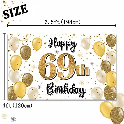 LASKYER Mutlu 69th Doğum Günü Büyük Afiş-Şerefe 69 Yaşında Doğum Günü Ev Duvar Fotoprop Zemin, 69th Doğum Günü Partisi Süslemeleri.