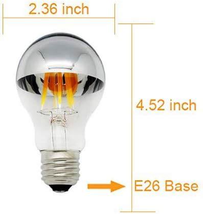 KLED Yarım Krom Gümüş Kase Uçlu, LED Filament Ampul, Kısılabilir, A19 10W (90W Eşdeğeri), 950 Lümen, 2700K (Sıcak Beyaz),