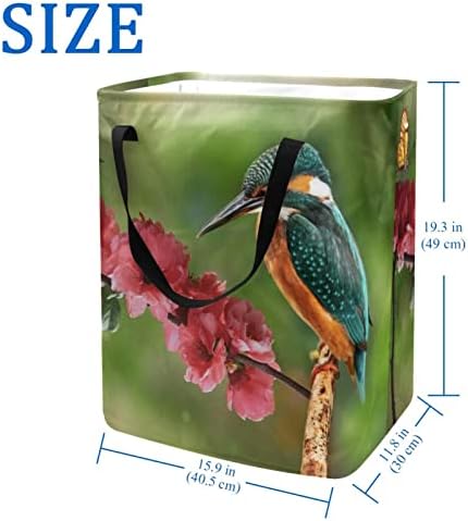 Bahar Kuş Şube Baskı Katlanabilir çamaşır sepeti, 60L Su Geçirmez çamaşır sepetleri Çamaşır Kutusu Giysi Oyuncak Depolama