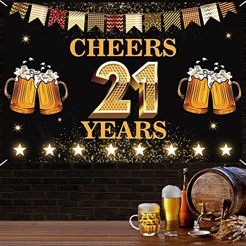 4 x 6ft Şerefe 21 Yıl Parti Süslemeleri Afiş Altın Siyah İşareti-Mutlu 21st Doğum Günü fotoğraf kabini Zemin Mutlu Yıldönümü