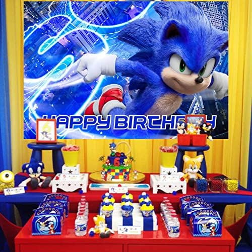 Sonic Doğum Günü Partisi Malzemeleri, Sonic Parti Malzemeleri için Mutlu Yıllar Zemin, Sonic Doğum Günü Partisi Dekoru için