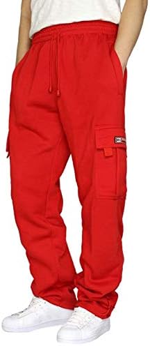 Erkek Ağır Kargo Polar Sweatpants Streç Elastik Bel Jogger spor pantolonları İpli Spor Pantolon Erkekler için