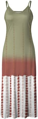 Bblulu kadın Yaz Casual Kolsuz Elbise V Boyun Spagetti Kayışı Maxi uzun elbise Renk Bloğu Baskılı Plaj Güneş Elbiseler