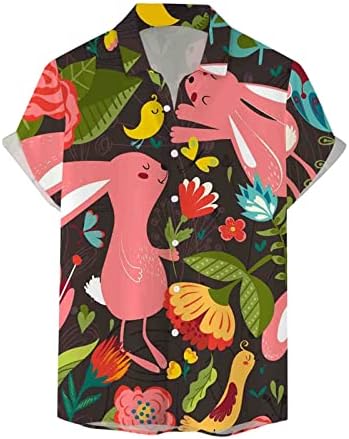 Paskalya havai gömleği paskalya tavşanı Baskılı Gömlek Klasik POLO GÖMLEK Kısa Kollu Gömlek Gömlek Erkekler için Grafik