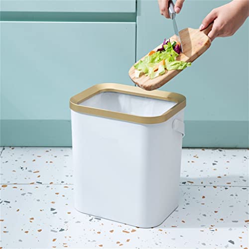 SAWQF Altın çöp tenekesi Mutfak Banyo için Dört Ayaklı İtme Tipi Plastik Dar çöp tenekesi kapaklı ( Renk : Gri , Boyut :