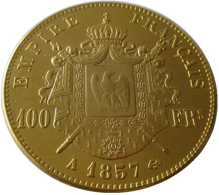 100 Frank 1855-1859 İsteğe Bağlı Fransız Frangı Dış Kopya Altın Kaplama hatıra parası