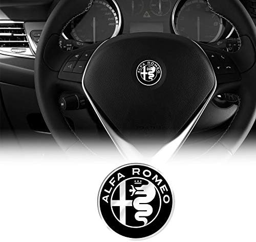 Alfa Romeo 3D Logo Çıkartması Direksiyon Simidi, Siyah, Çap 40 mm