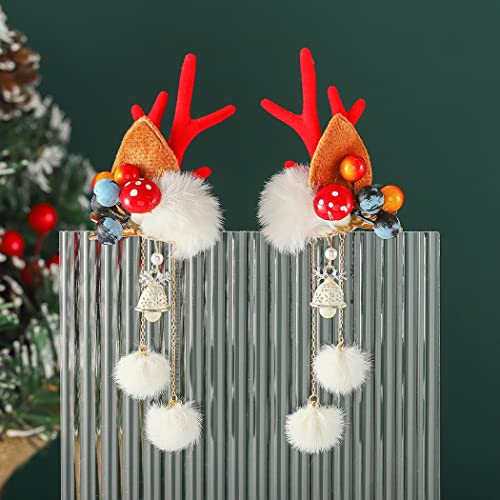 Brinie Noel Saç Klipleri Ren Geyiği Boynuzları Saç Tokalarım Elk Kulaklar Tokalar Sevimli Noel Baş Aşınma Püskül saç tokası