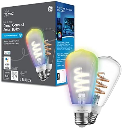 GE CYNC Akıllı LED ampuller, Renk Değiştirme, Bluetooth ve Wi-Fi, Alexa ve Google Home ile Çalışır, ST19 Edison Tarzı ampuller