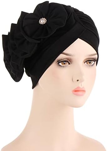 Bayan Casual Katı Şapka Kap Şapkalar islami türban Kap Çiçekler Kafa Hımbıl Şapkalar Kadınlar için Moda Şapkalar Bere Şapka
