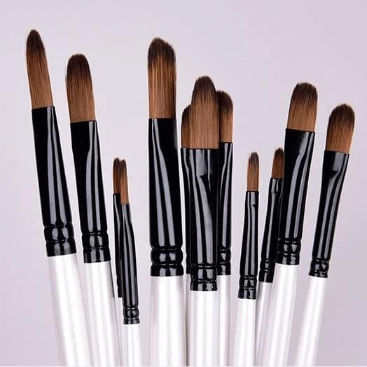 CCBUY 12 Set Naylon Ahşap Saplı Suluboya Fırçalar Öğrenme için DIY Yağlıboya resim fırçası Malzemeleri (Renk : B, Boyutu: