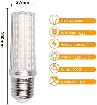 SZHZS E26 LED ışık ampul, 10W E26 Mısır Ampuller 100W Akkor Eşdeğer, LED mısır ışık 1000lm Sıcak Beyaz 3000K, 360° LED ışık
