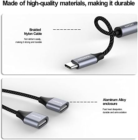 ANDAPA USB C Erkek Çift USB Dişi Adaptör, USB C Çift USB Splitter MacBook Pro / Hava, iPad Pro / Hava, Microsoft Yüzey, Samsung