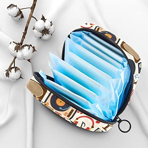 Dikişsiz Retro Müzik temizlik peçeteleri saklama çantası Regl Pad Çantası Taşınabilir regl kupası fermuarlı kese Genç Kızlar