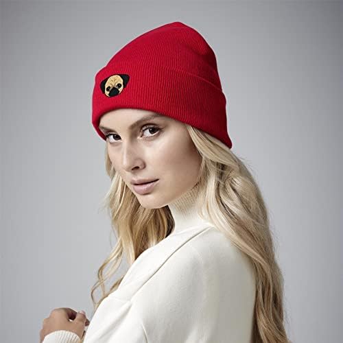 Patlama Düzenli Giyim Pug Bere Örgü Şapka-Kadınlar için Köpek Severler Hediyeler-Kadınlar için Kışlık Şapkalar İşlemeli