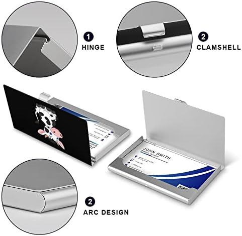 Sevimli İnek Karikatür Oturma İş kartlıklı cüzdan Erkekler ve Kadınlar için Cep Metal İnce isim kartı Durumda 3. 7x2. 2x0.