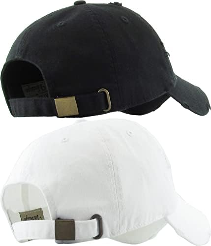 KBETHOS Paket Paketi Vintage Sıkıntılı Siyah Beyaz Pamuklu Şapka Erkekler Kadınlar beyzbol şapkası Baba Şapka Ayarlanabilir