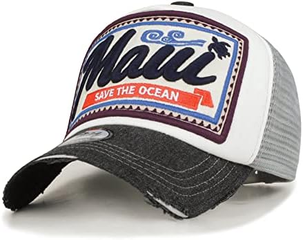 ılilily Maui Nakış Yama Rahat Örgü beyzbol şapkası Sıkıntılı şoför şapkası