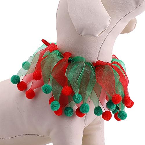 YANQINQIN Noel Pet Yaka Süsler Kırmızı Yeşil Yaka Ayarlanabilir tatil elbisesi Kedi ve Köpek için (L(45CM))