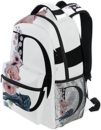 TropicalLife Mektup D ile Çiçek Sırt Çantaları Bookbag Omuz Sırt Çantası Yürüyüş Seyahat Sırt Çantası Rahat Çanta