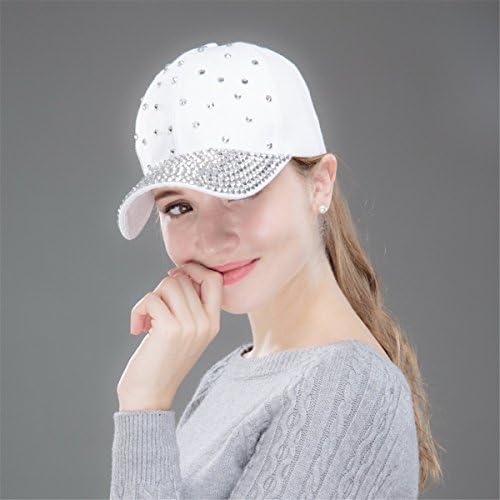 ECYC Kadın Kız Moda Beyzbol şapkası Bling Taklidi Boncuk Rahat Şapkalar