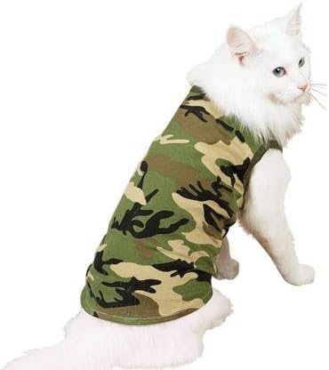 Kedi Gömleği-Anlayışlı Tekir Kamuflaj Tankı-Yeşil-Orta