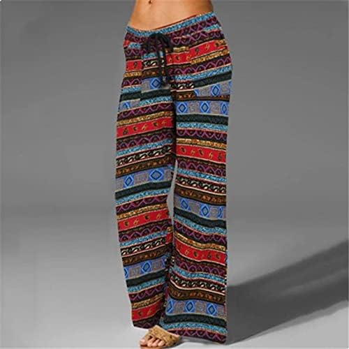 Amıkadom Grafik Pantolon Genç Kızlar için Sonbahar Yaz Gazlı Bez Keten Rahat Kağıt Torba Düz Bacak Pantolon Kadın Giyim Y2K
