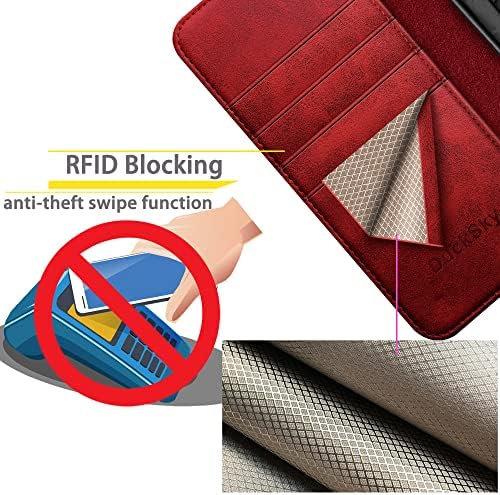 DuckSky Google Pixel 6 için Hakiki deri cüzdan kılıf 【RFID Blocking】 【4 Kredi kart tutucu】【Gerçek Deri】 Flip Folio Kitap