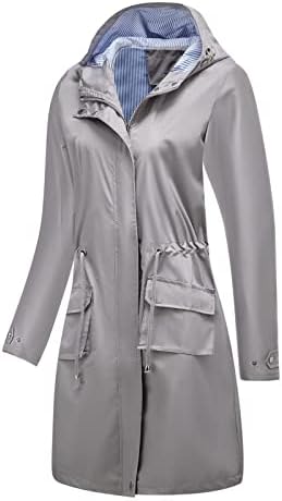 Kadın Mont Düz Yağmur Ceket Düz Renk Aktif Açık fermuarlı ceket Kapşonlu Zip Up İpli Artı Boyutu Giyim