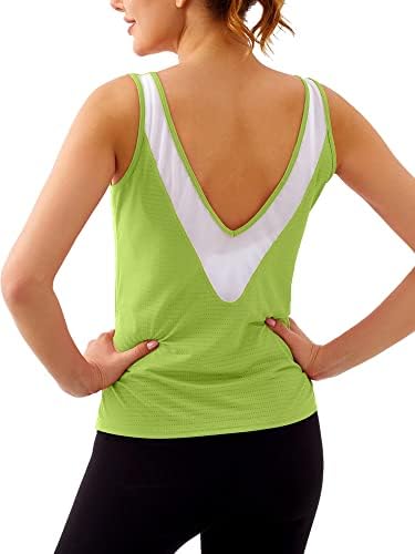 SİLKWORLD Egzersiz Kadınlar için Tops Mesh Aç Geri Kolsuz Yoga Tankı Üstleri Scoop Boyun Spor Atletik Gömlek