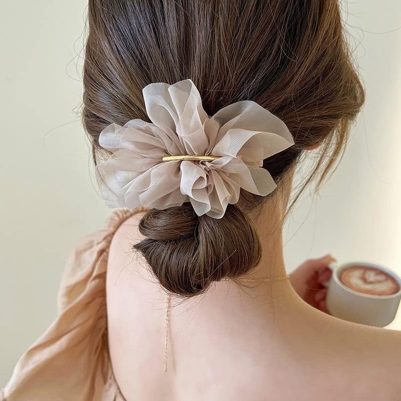 Saç Kelepçeleri Çiçek Şifon Firkete Kadın Geri Kafa Bahar Klip Yaz Duygu Saç Kartı At Kuyruğu Headdress (Renk: B, Boyut: