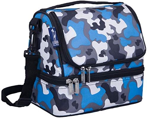 17 inç Sırt Çantalı Wildkin İki Bölmeli Öğle Yemeği Çantası Paketi (Mavi Kamuflaj)