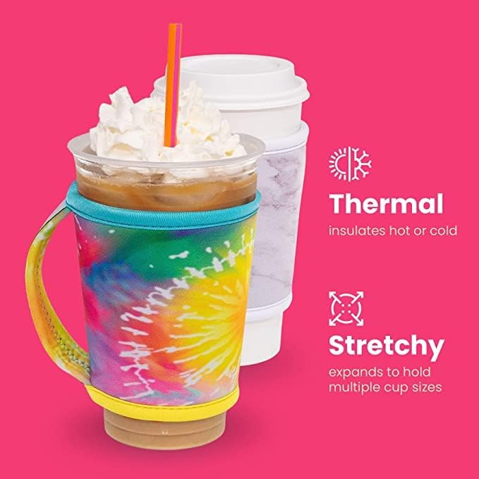Manşete Git Sıcak ve Buzlu Kahve Fincanı Yeniden Kullanılabilir Kılıflar Soğuk ve Sıcak içecek Sosisleri için Saplı Neopren